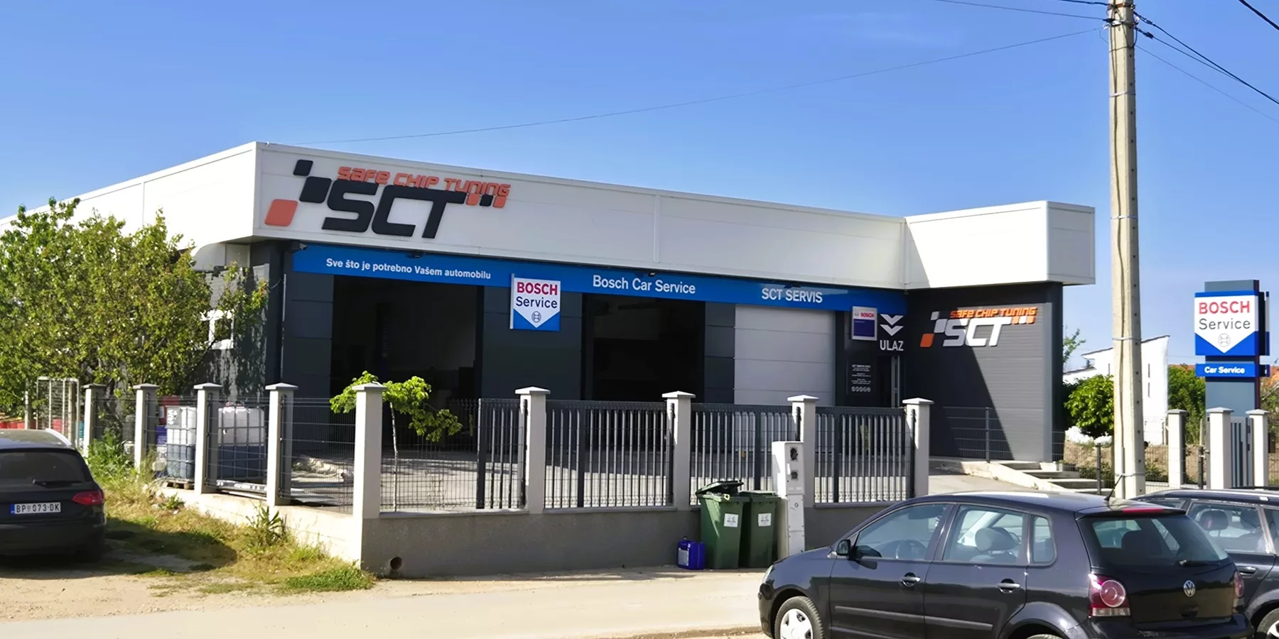 Здание SCT Servis и вывеска Bosch Car Service в Ветернике.